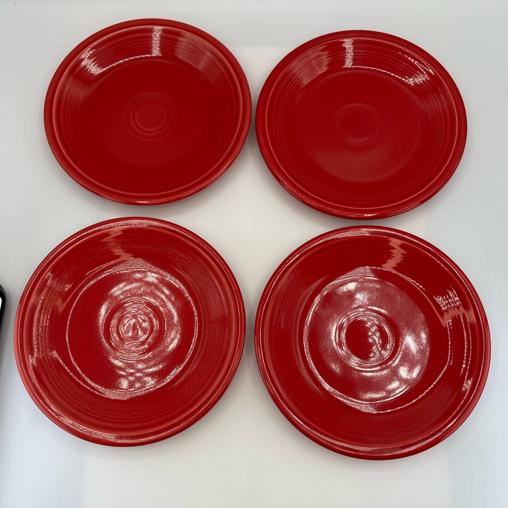 FIESTAWARE  Set of 4 Scarlet Red Salad Plates Homer Laughlin Made In USA Fiesta